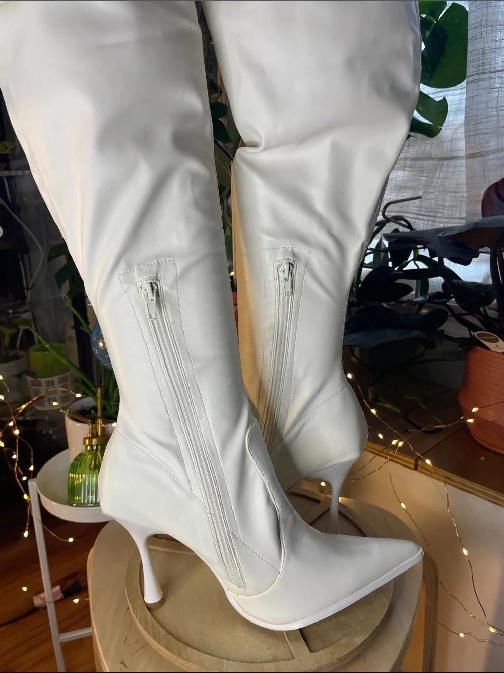 White Over-The-Knee Pointed-Toe Boot - Picture 9 of 11